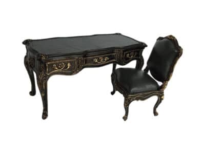 table plat and chair green leather 